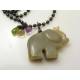 Hand Carved Grey Agate Elephant Necklace