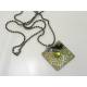 Embossed Tile Pendant with Black Onyx and Dragonfly Charm