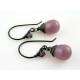 Smooth Lavender Czech Glass Teardrop Earrings