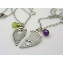 Two halves of a Heart Necklace, Couple Jewelry