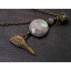 Raven Head, Labradorite and Moonstone Necklace