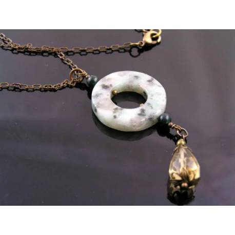 Kiwi Jasper Necklace with Citrine