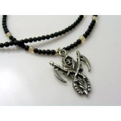 Black Howlite Necklace with Gothic Grim Reaper Pendant