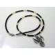 Black Howlite Necklace with Gothic Grim Reaper Pendant