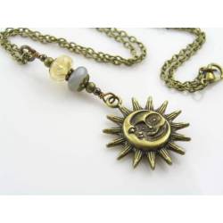 Sun Moon Necklace with Citrine and Moonstone