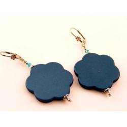 Blue Flower Earrings, Retro Earrings