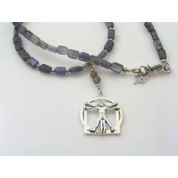 Vitruvian Man Necklace with Iolite Beads