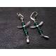 Teal Crystal, Angel Wing Earrings