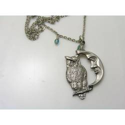 Owl and Moon Necklace