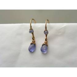 Tanzanite Earrings, Solid Bronze