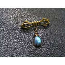 Cute Bow Brooch with Labradorite