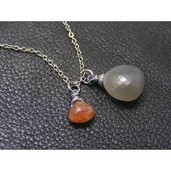 Grey Moonstone and Sunstone Necklace