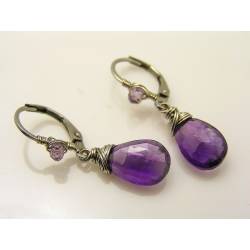 Wire Wrapped Amethyst Earrings, February Birthstone