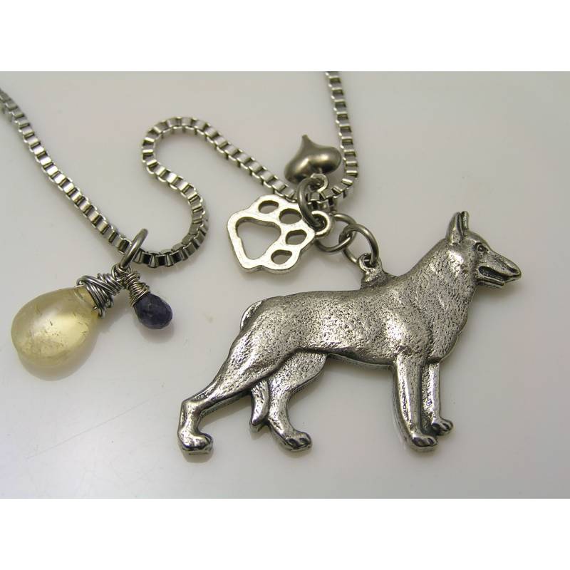 Sterling Silver German Shepherd Body Necklace at Animalden