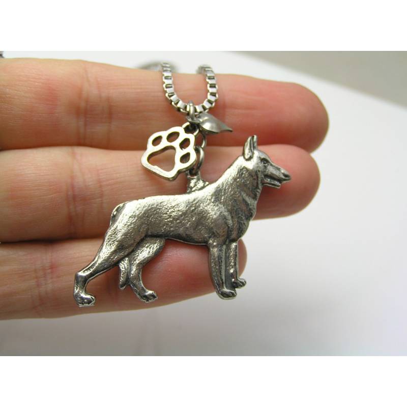 sterling silver engraved german shepherd pendant