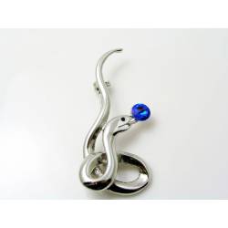 Vintage Snake Brooch with blue Crystal