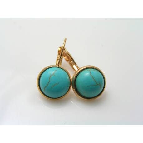Rose Gold and Turquoise Sleeper Earrings