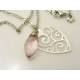 Filigree Heart with Pink Mystic Quartz Necklace