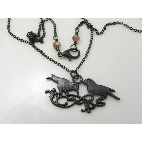 Back Two Birds on a Branch Necklace