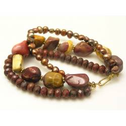 3 Strand Bracelet, Mookaite, Freshwater Pearls