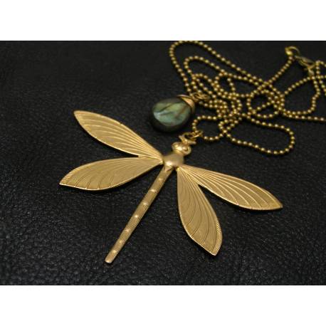 Labradorite and Dragonfly Necklace