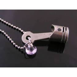 Piston Necklace with Gemstone, Biker Jewelry