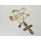 Ornate Cross Necklace with Amethyst, February Birthstone