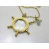 Magnifying Glass Necklace with Larimar and Pearls