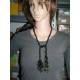 Seed Bead Rope Necklace, Black and Green