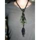 Seed Bead Rope Necklace, Black and Green