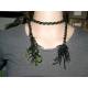 Seed Bead Rope Necklace, Black and Green