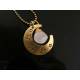 Moon Necklace with Rainbow Moonstone
