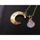 Moon Necklace with Rainbow Moonstone