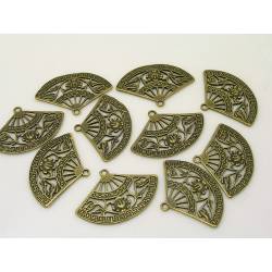 10 Fan Pendants, Antique Bronze