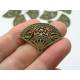 10 Fan Pendants, Antique Bronze