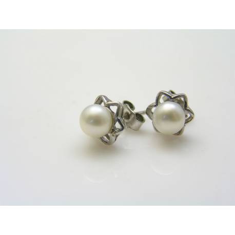 Pearl Earrings, Sterling Silver Studs