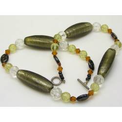Vintage Foiled Glass Bead Necklace