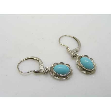 Robin's Egg Blue Earrings, Rolled Gold, White Gold