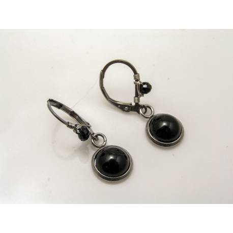 Classic Silver and Black Earrings