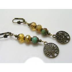 Tree of Life Earrings, Czech Glass Beads