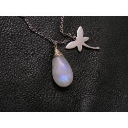 Large Moonstone and Dragonfly Necklace