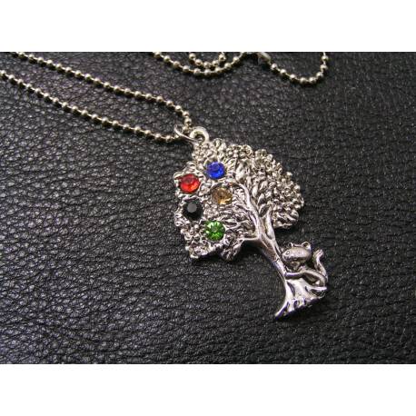 Necklace with Tree and Cat Pendant