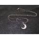 Cute Crescent Moon and Rainbow Moonstone Necklace