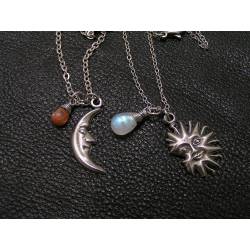 Matching Necklaces with Moon and Sun, Moonstone and Sunstone
