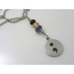 Semicolon, Inspirational Necklace with Gemstones