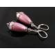 Pink and silver earrings with vintage lucite beads