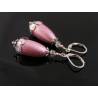 Pink and Silver Lucite Earrings, Vintage