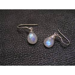 Rainbow Moonstone Earrings with Sterling Silver Ear Wires