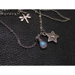 Moonstone and Star Charm Necklace
