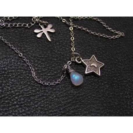 Moonstone and Star Charm Necklace